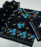 3 Pcs Women's Unstitched Embroidered Suit