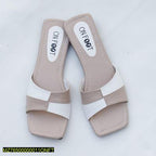 Women's Black White Rexine Slides Casual Flat Shoes