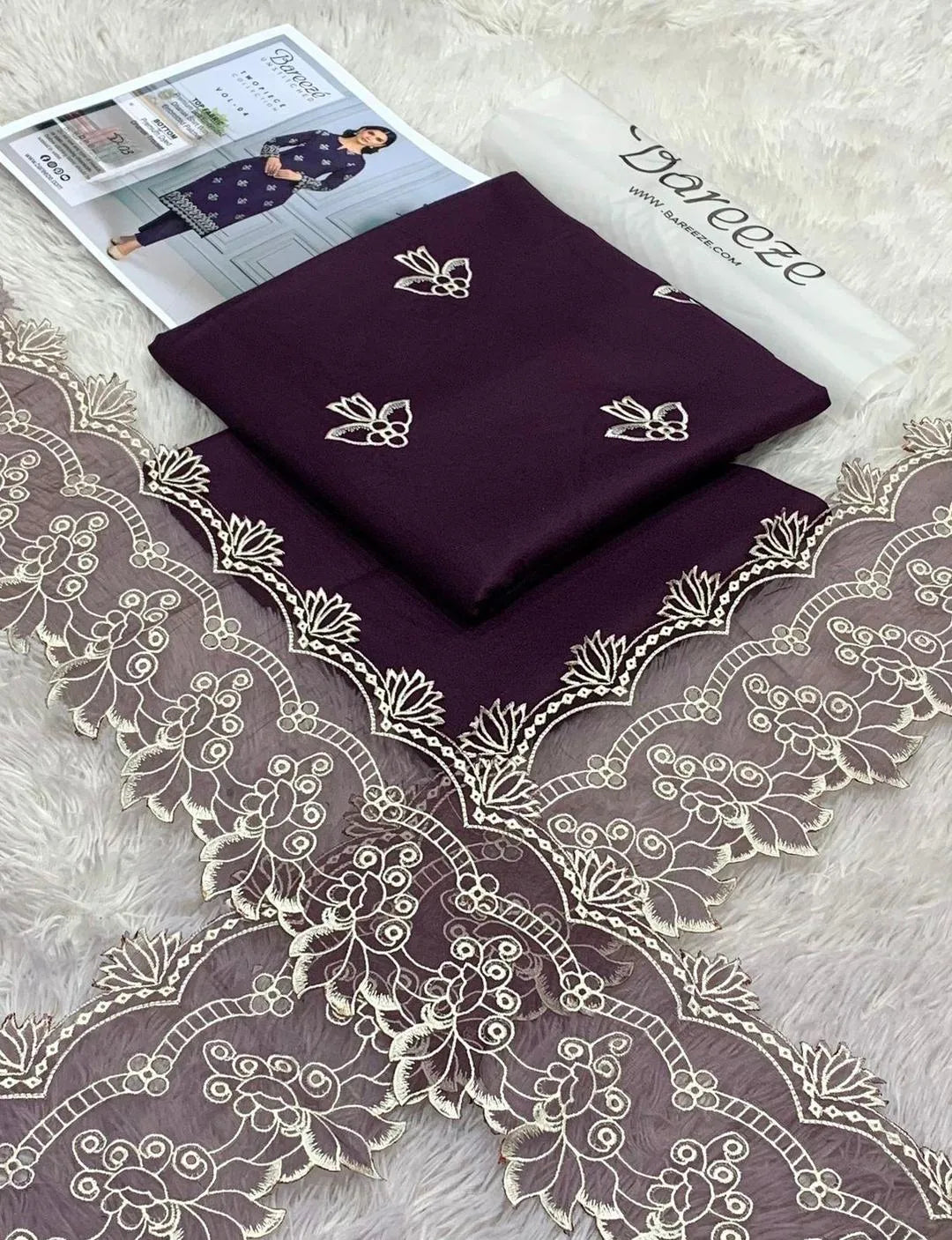 2 Pcs Women's Unstitched Embroidered Suit