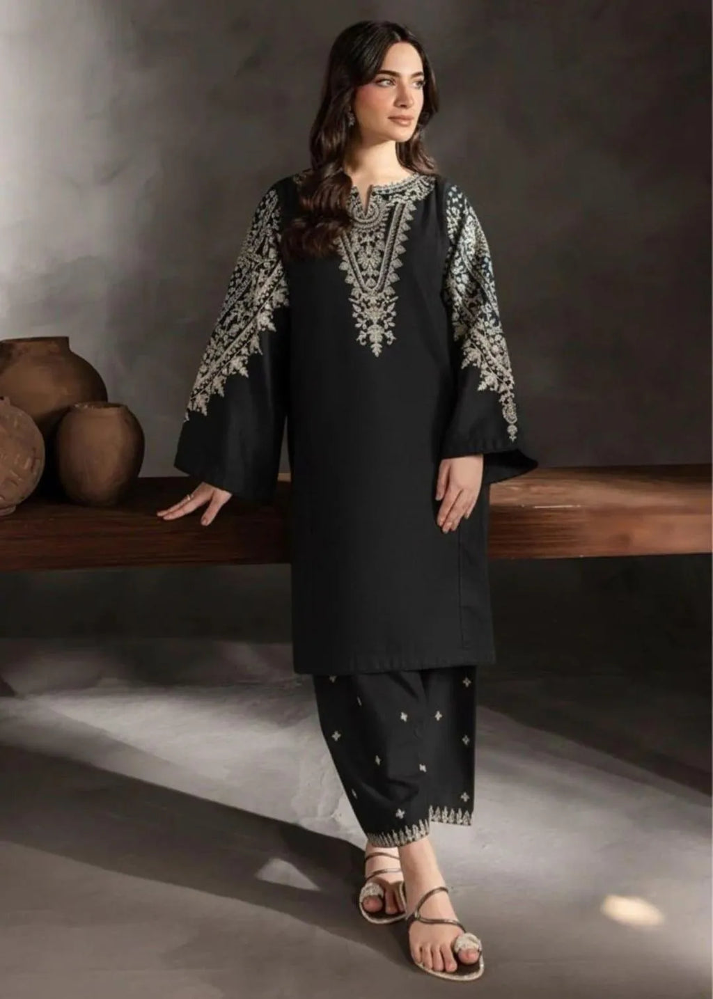 2 Pcs Women's Unstitched Embroidered Suit