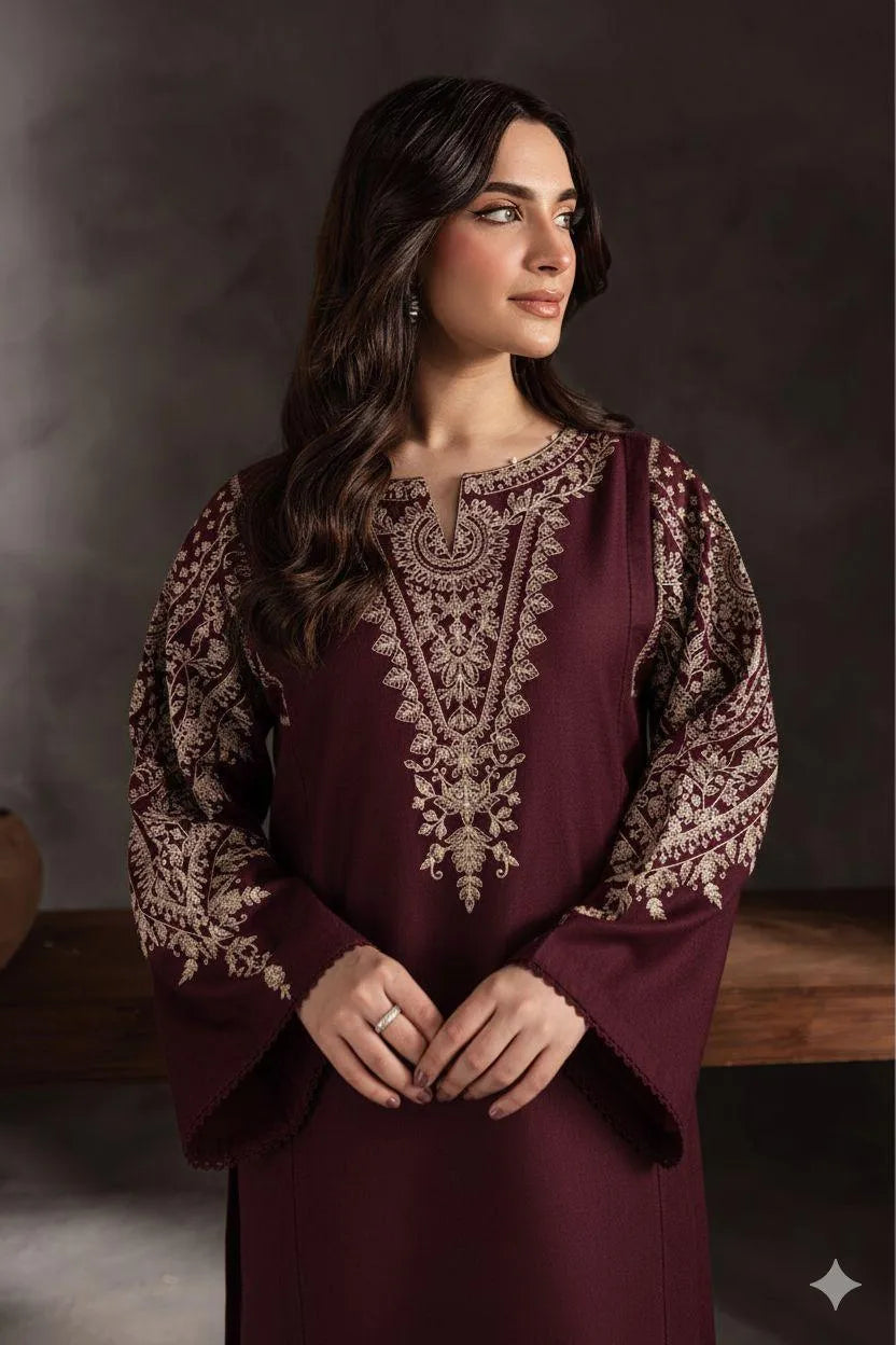 2 Pcs Women's Unstitched Embroidered Suit