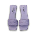 Women Purple Rexine Slides Flat Shoes