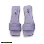 Women Purple Rexine Slides Flat Shoes