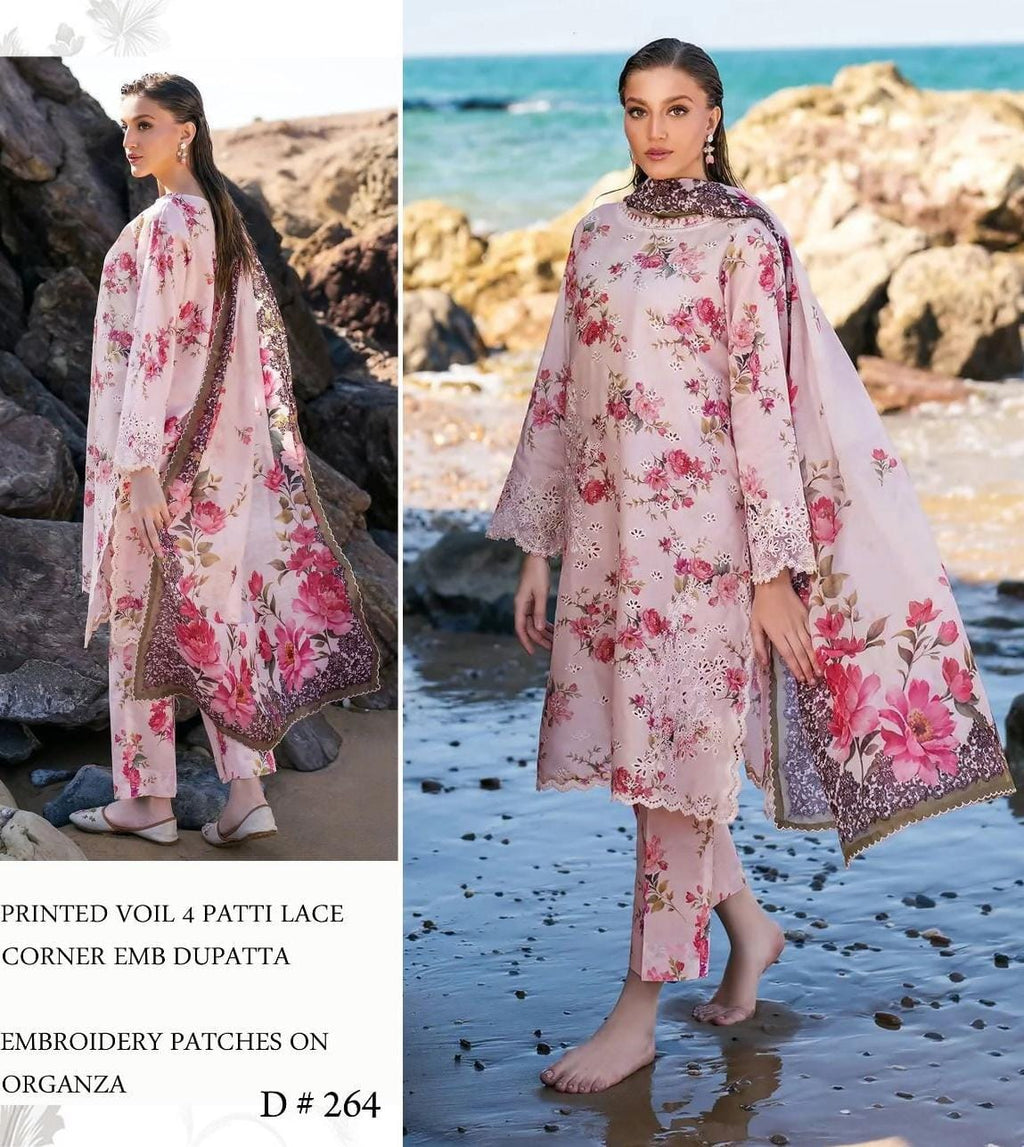 PRINTED VOIL CORNER EMB DUPATTA 3PCS