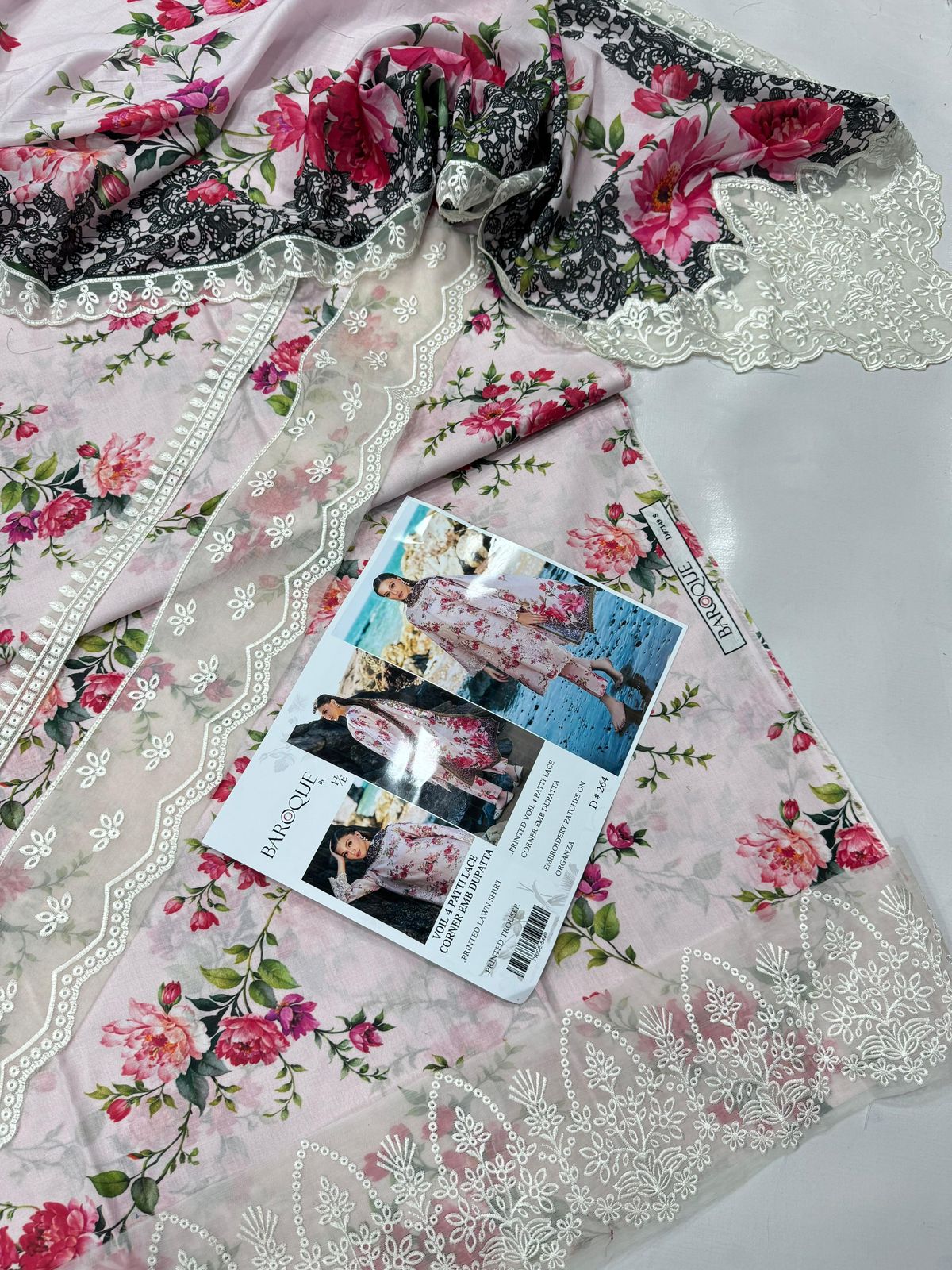 PRINTED VOIL CORNER EMB DUPATTA 3PCS