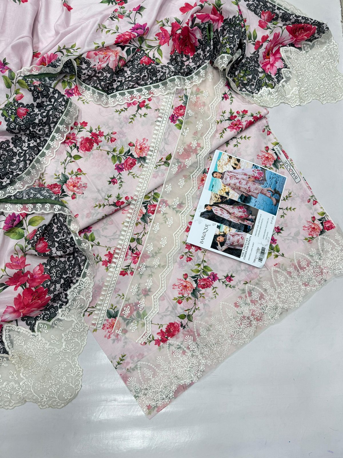 PRINTED VOIL CORNER EMB DUPATTA 3PCS