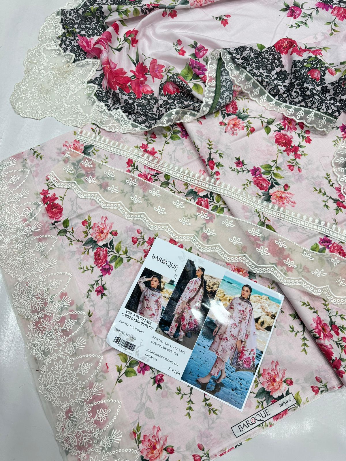 PRINTED VOIL CORNER EMB DUPATTA 3PCS