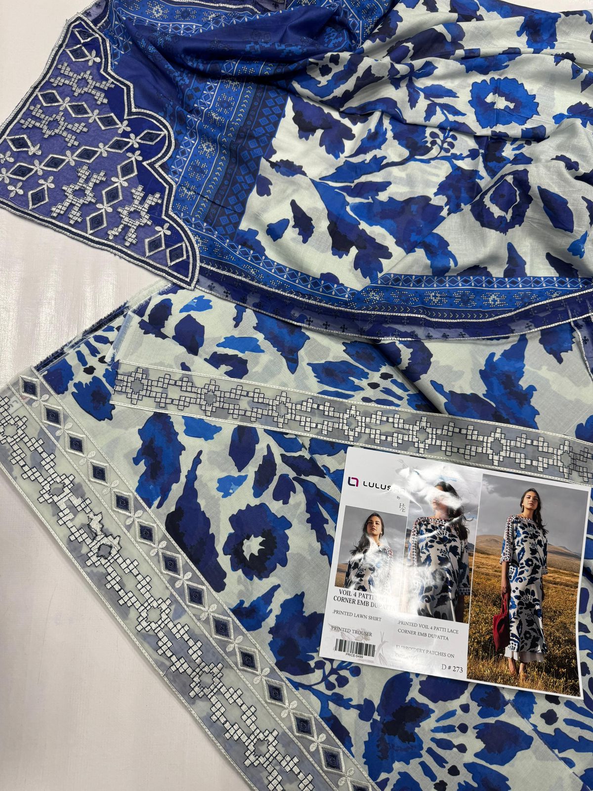 PRINTED VOIL CORNER EMB DUPATTA 3PCS