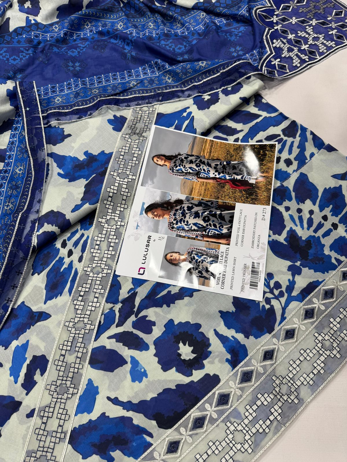 PRINTED VOIL CORNER EMB DUPATTA 3PCS