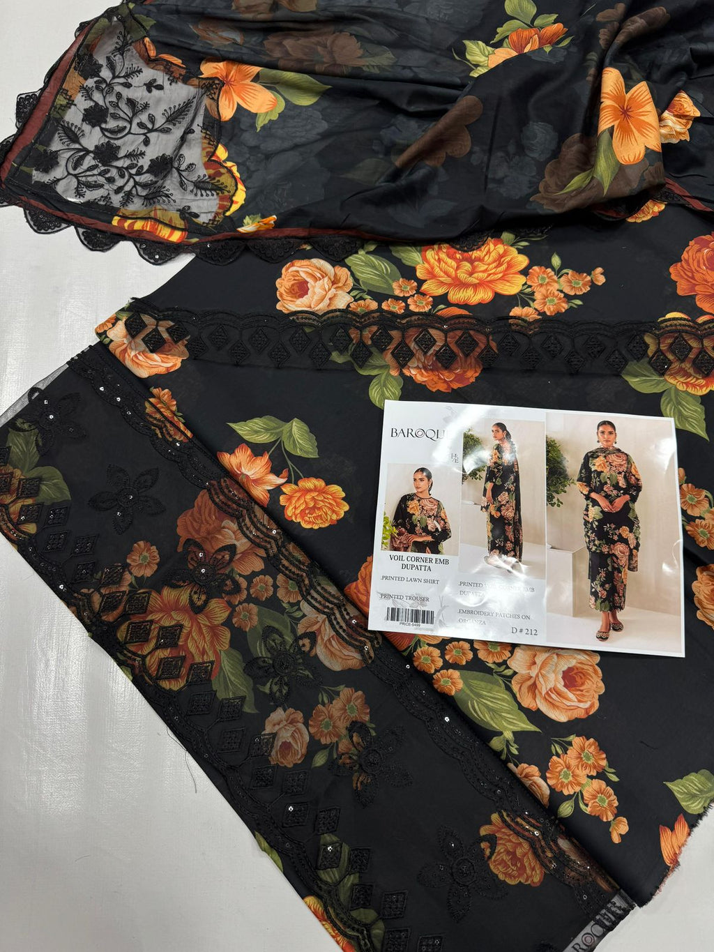 PRINTED VOIL CORNER EMB DUPATTA 3PCS