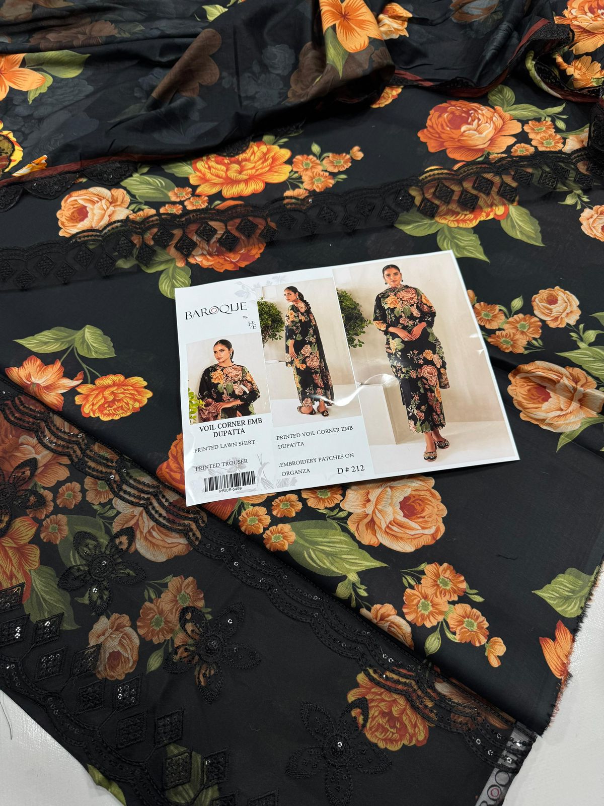 PRINTED VOIL CORNER EMB DUPATTA 3PCS