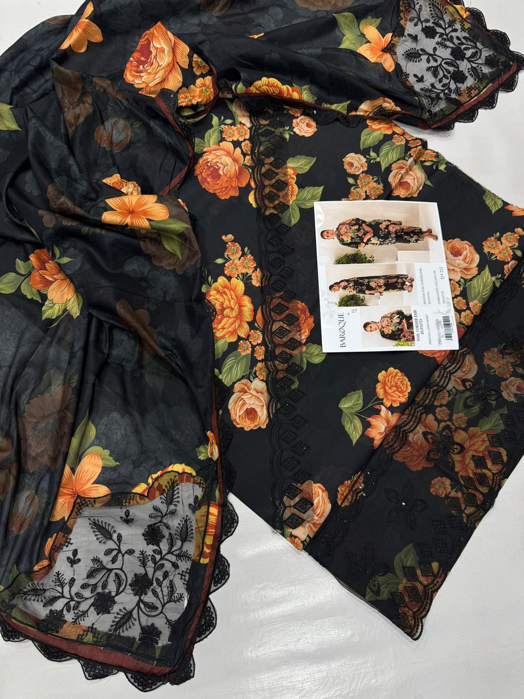 PRINTED VOIL CORNER EMB DUPATTA 3PCS