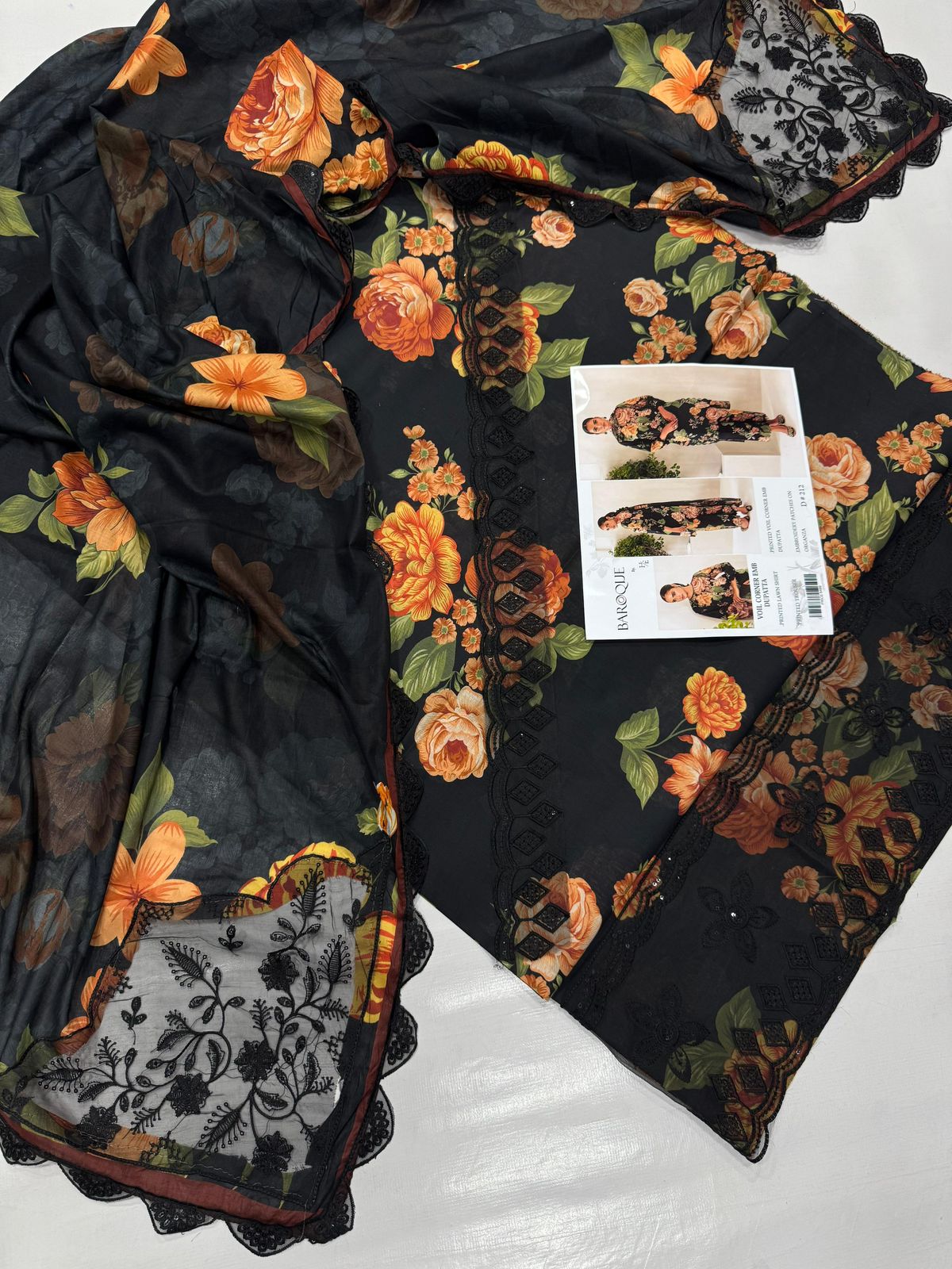 PRINTED VOIL CORNER EMB DUPATTA 3PCS