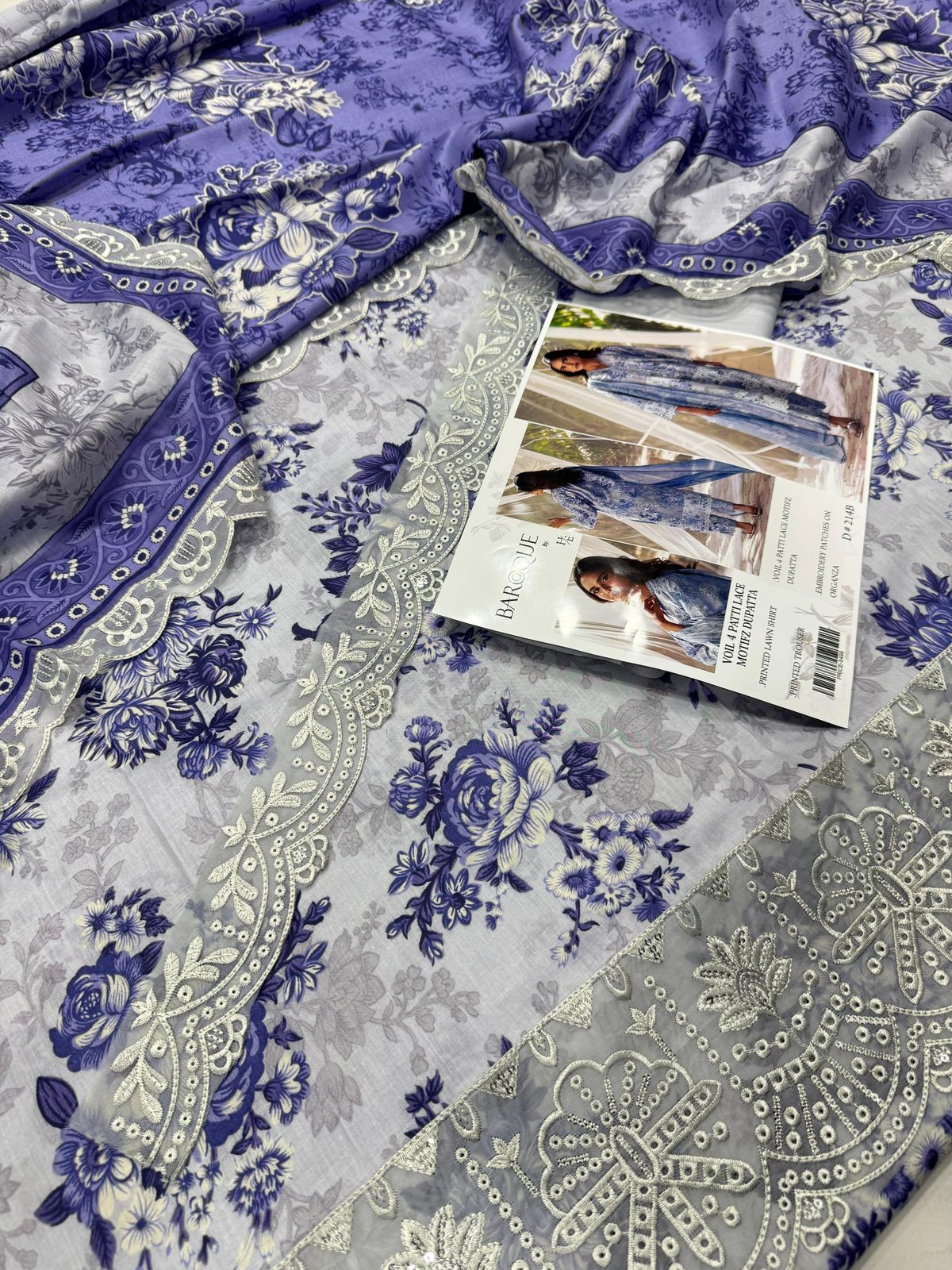 PRINTED VOIL CORNER EMB DUPATTA 3PCS