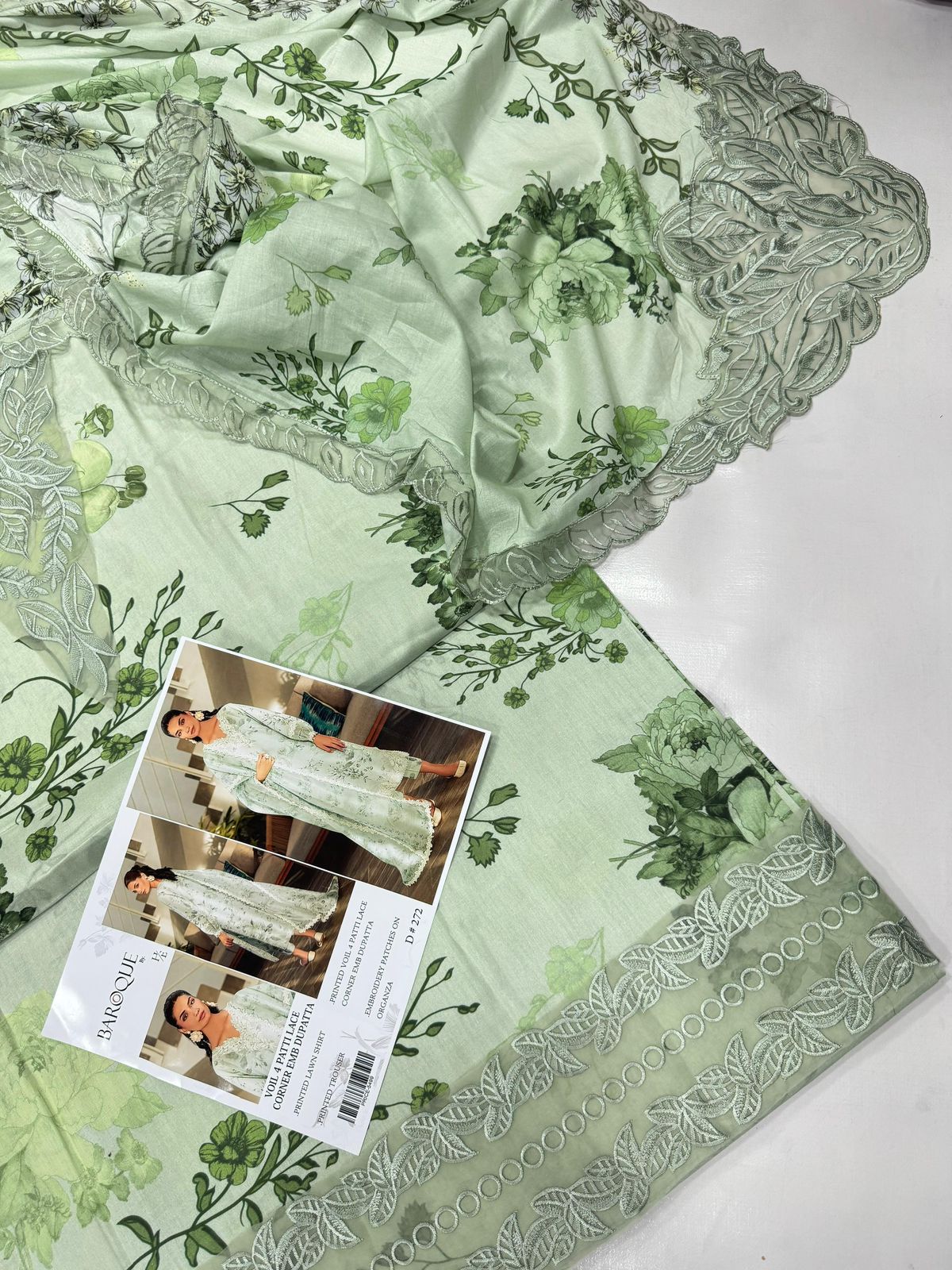 PRINTED VOIL CORNER EMB DUPATTA 3PCS