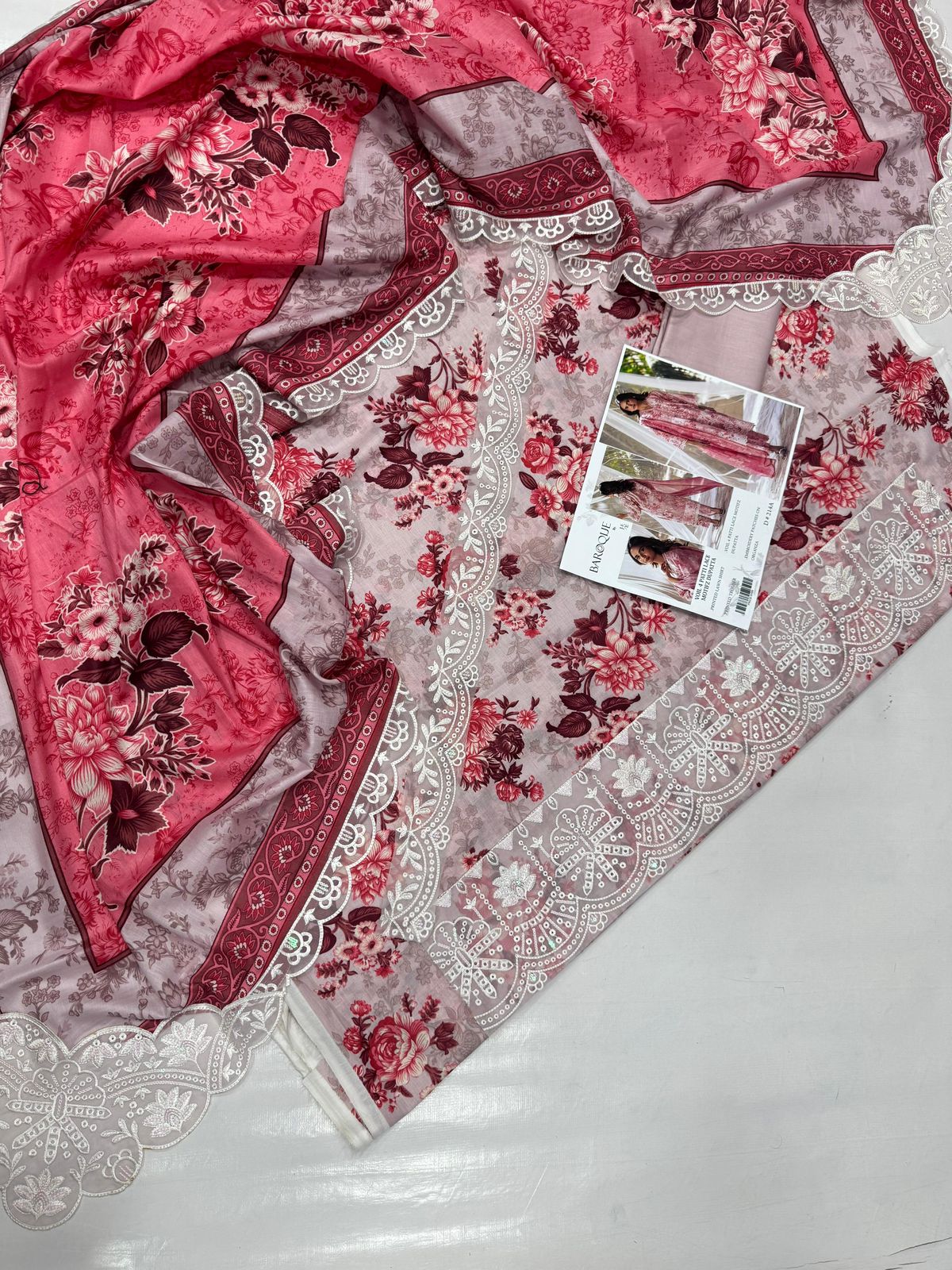 PRINTED VOIL CORNER EMB DUPATTA 3PCS