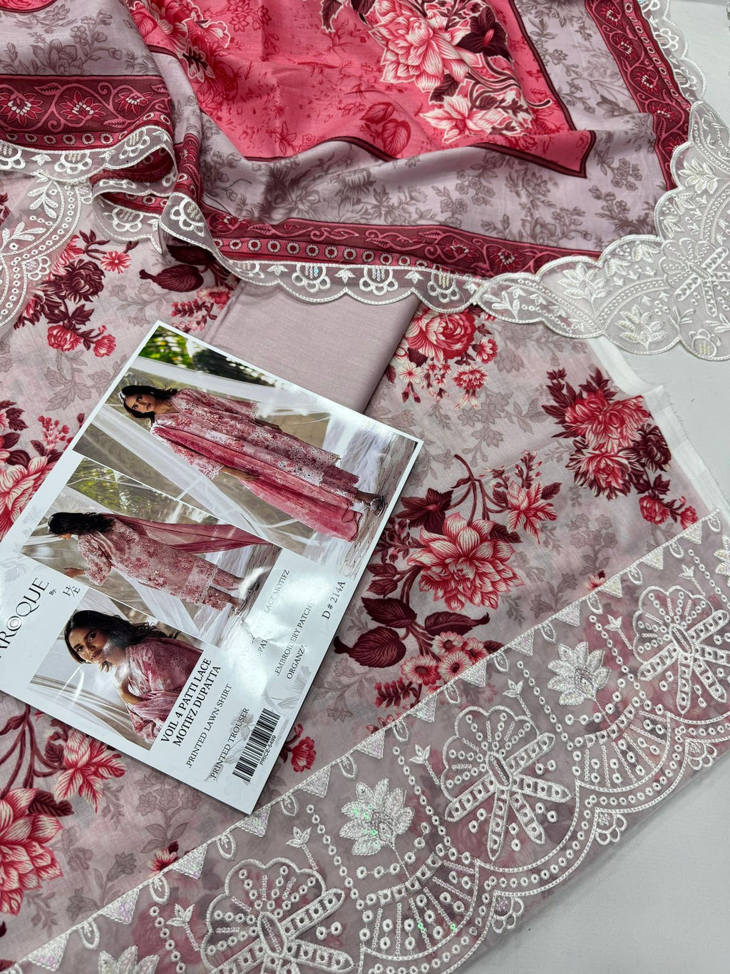 PRINTED VOIL CORNER EMB DUPATTA 3PCS