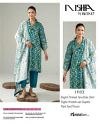Nishat Printed Lawn Tana Dora Shirt & Plain Dyed Trouser With Printed Lawn Dupatta