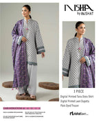 Nishat Printed Lawn Tana Dora Shirt & Plain Dyed Trouser With Printed Lawn Dupatta