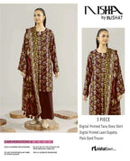Nishat Printed Lawn Tana Dora Shirt & Plain Dyed Trouser With Printed Lawn Dupatta