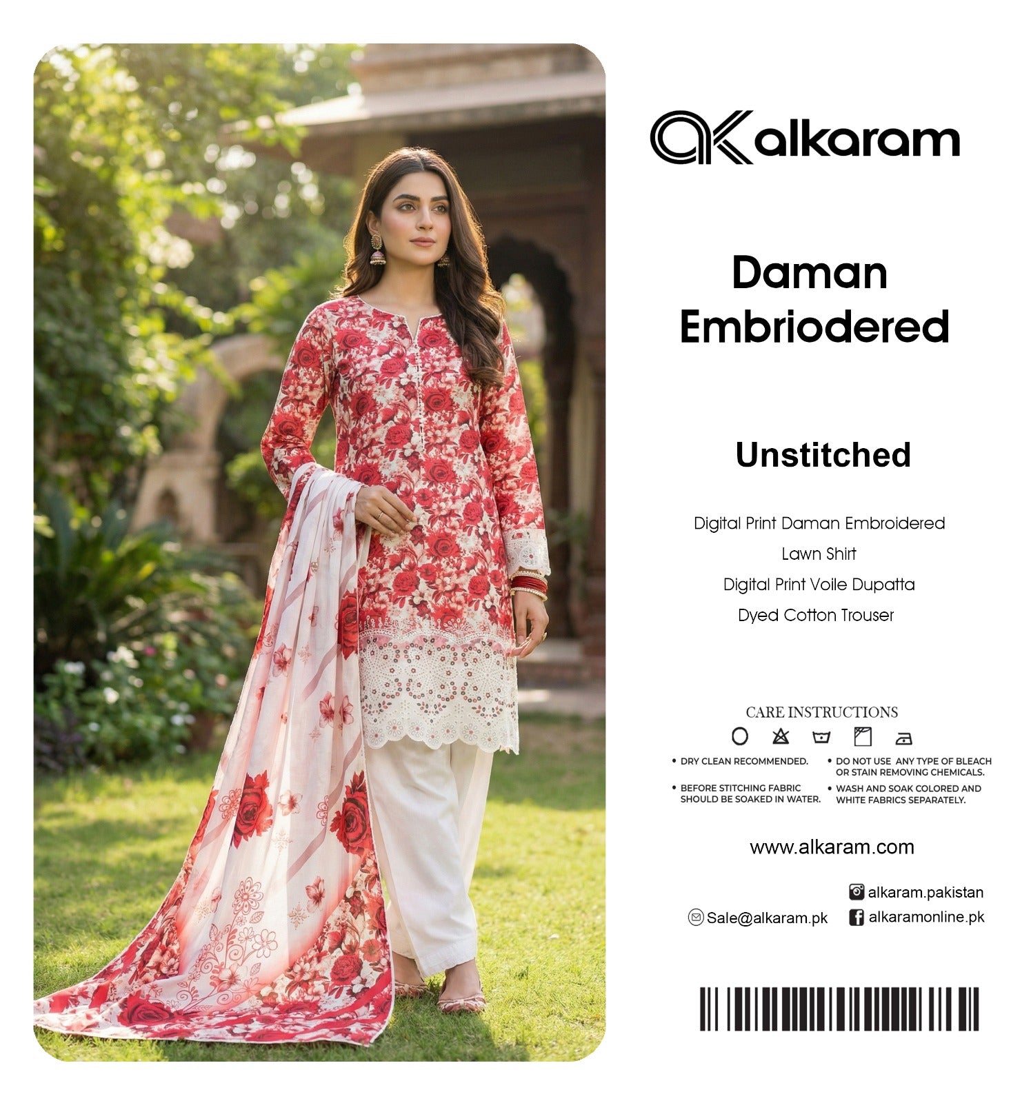 Al karram - Digital Print Daman Embroidered