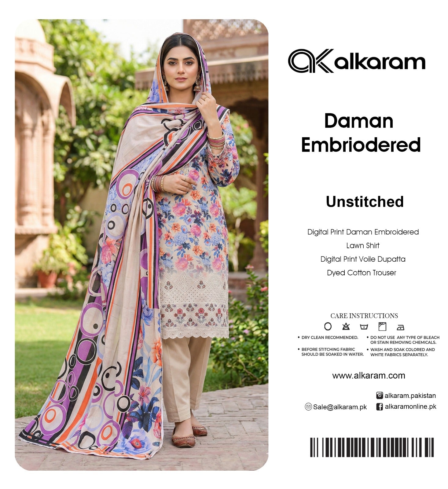 Al karram - Digital Print Daman Embroidered