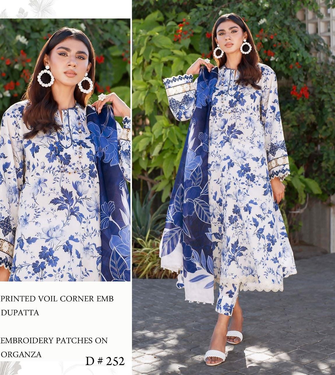 PRINTED VOIL CORNER EMB DUPATTA 3PCS