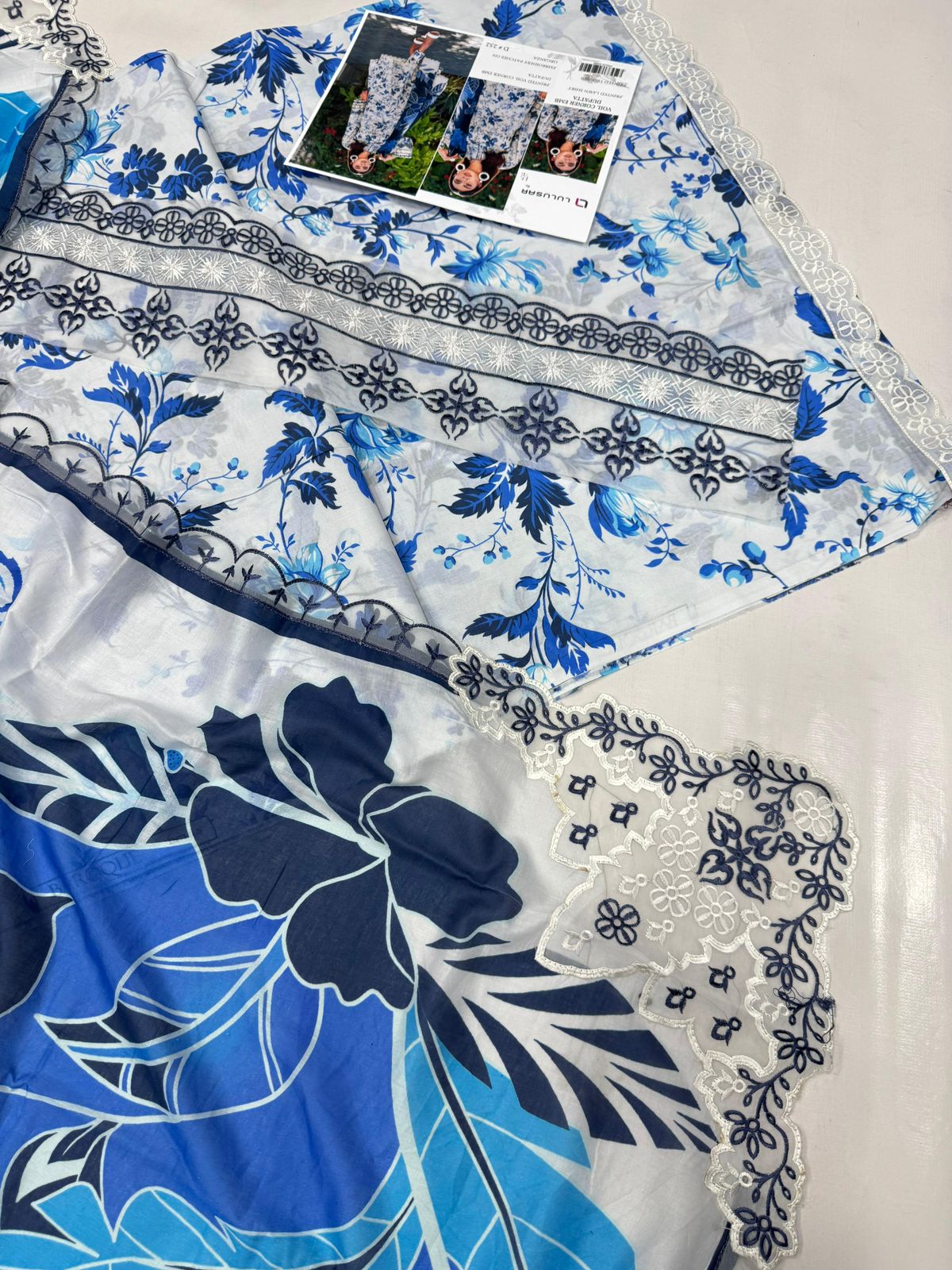 PRINTED VOIL CORNER EMB DUPATTA 3PCS