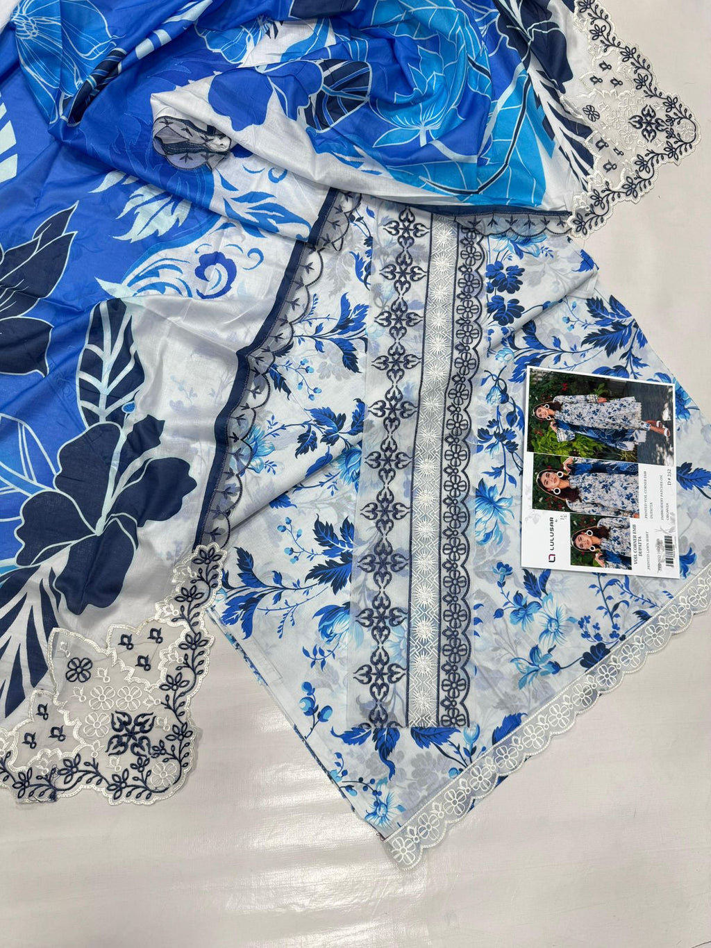 PRINTED VOIL CORNER EMB DUPATTA 3PCS
