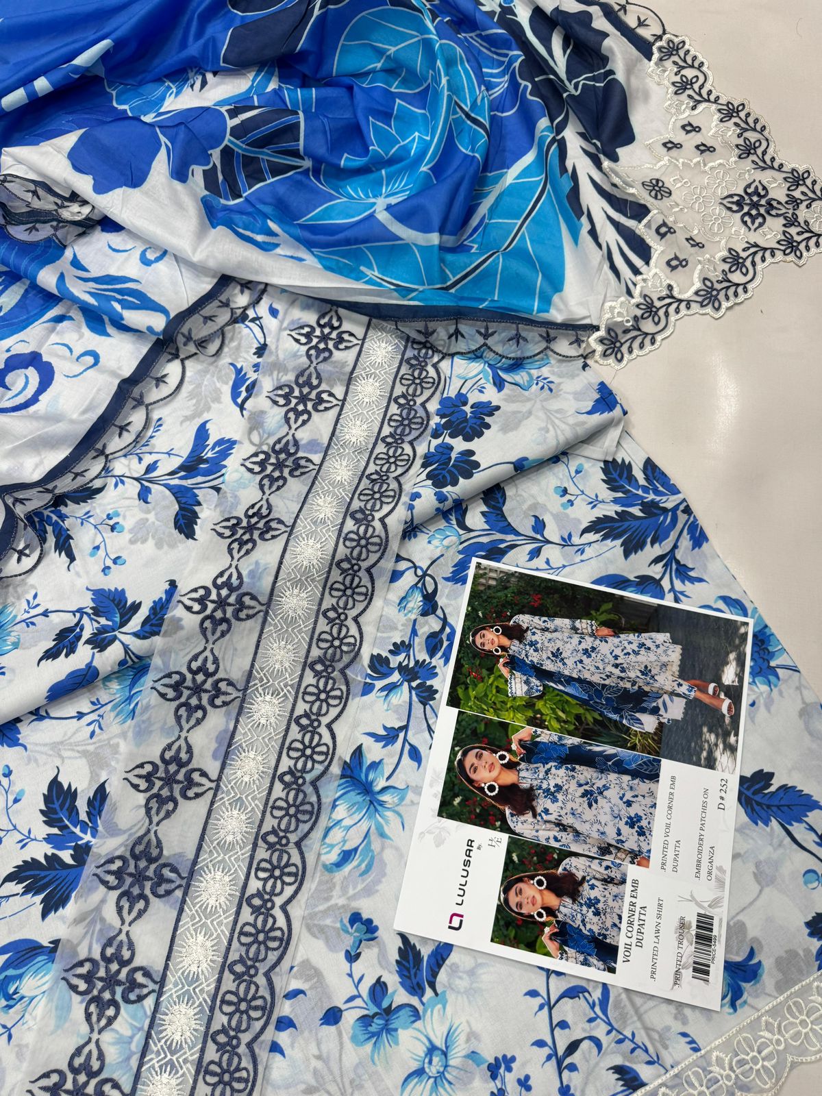 PRINTED VOIL CORNER EMB DUPATTA 3PCS