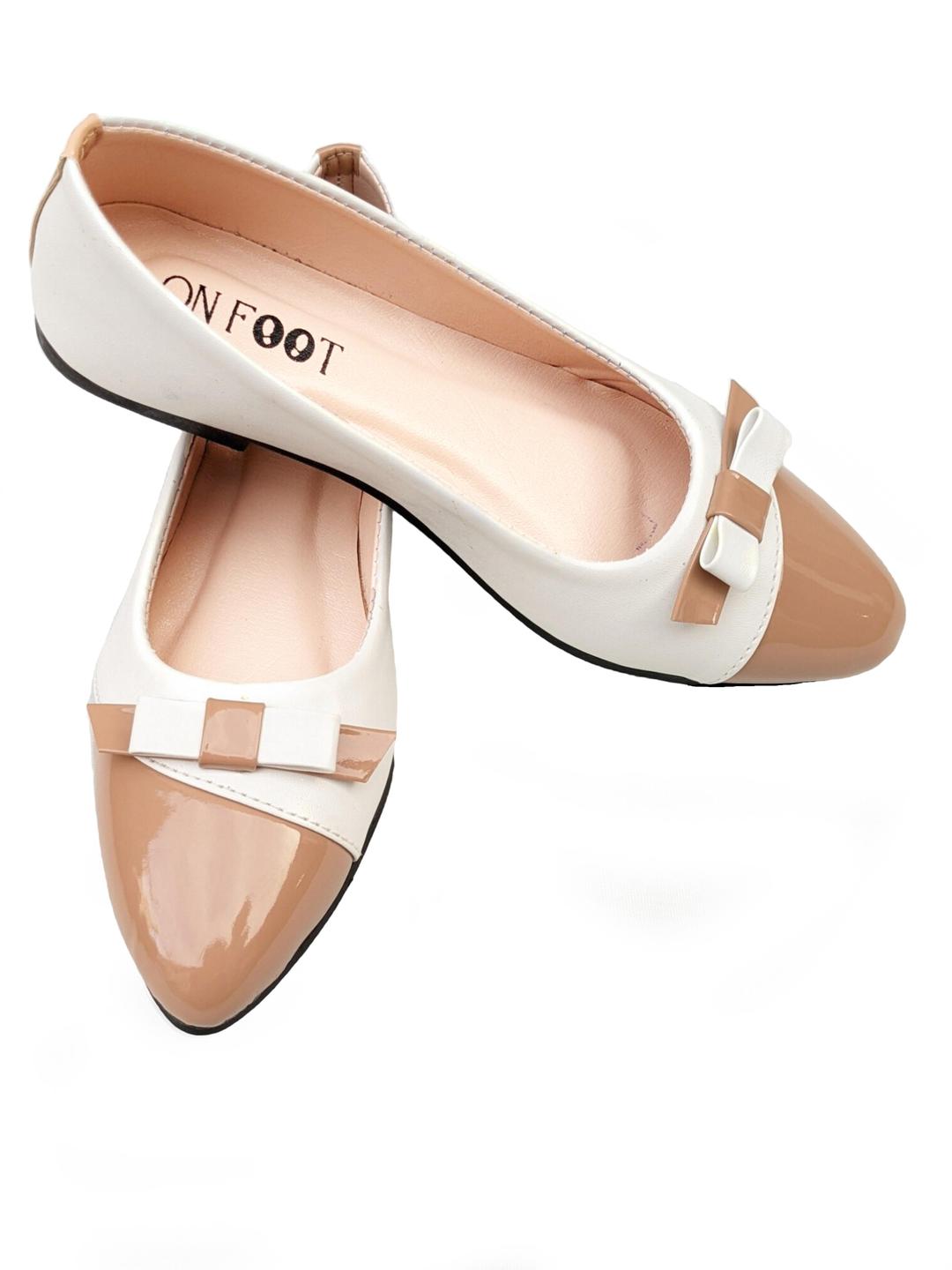 Women's Rexine Bow Flat Pumps Brown