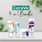 Skincare & Haircare Bundle - 4 Pcs Facial Cleanser, Night Cream, Sunblock & Face Serum