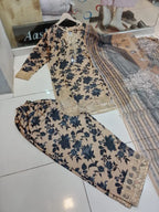 3 Pcs Women's Stitched Crinkle Chiffon Printed Suit