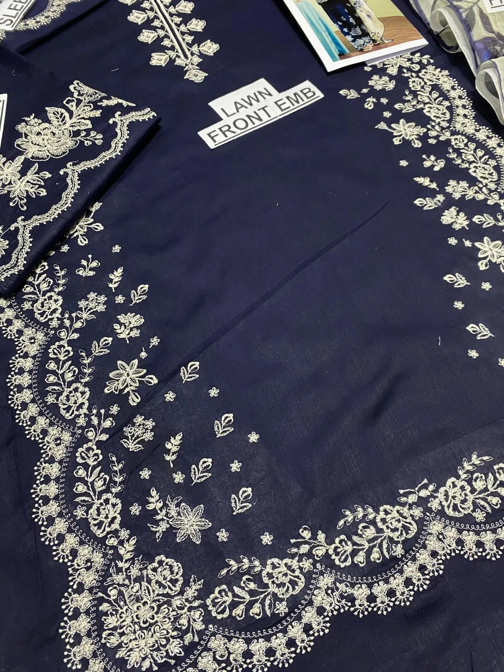 3 Pcs Women's Unstitched Embroidered Suit