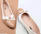 Women's Rexine Bow Flat Pumps Brown