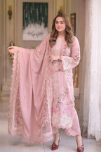 3 Pcs Women's Unstitched Chikankari Embroidered Suit